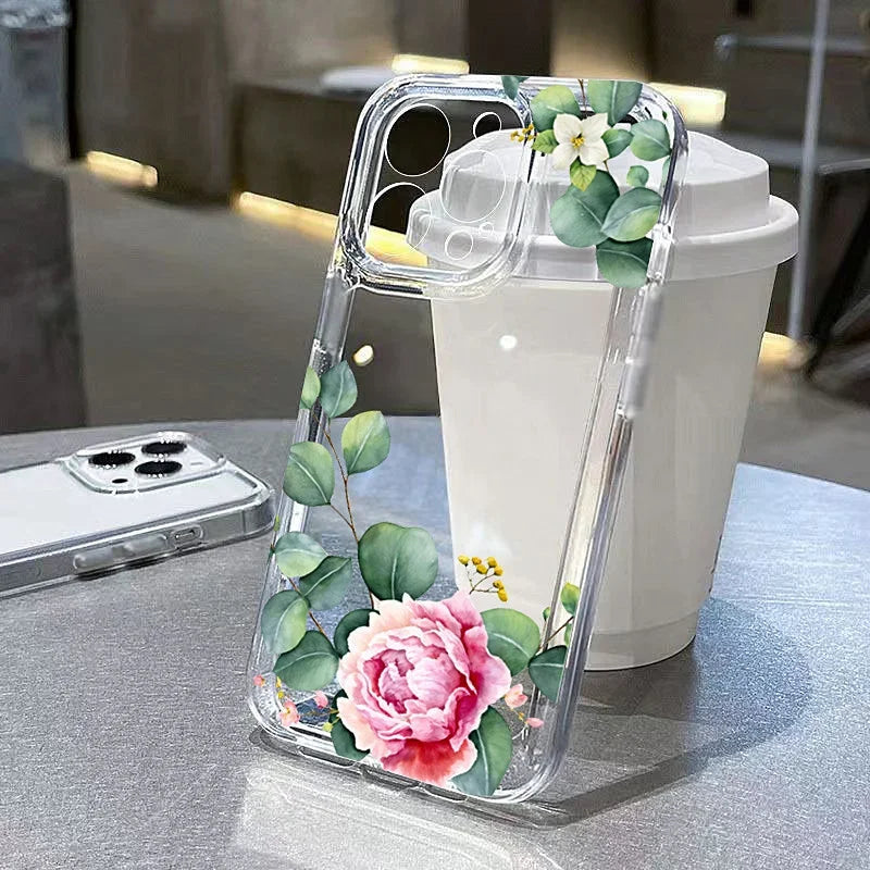 Flower Pattern Clear Case for Redmi 14C 13 12C Note 14 13 12 11 Pro Plus