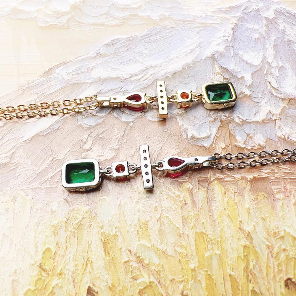 Geometrical Shapes Mix Necklace 925 Sterling Silver Classic Jewellery Gift