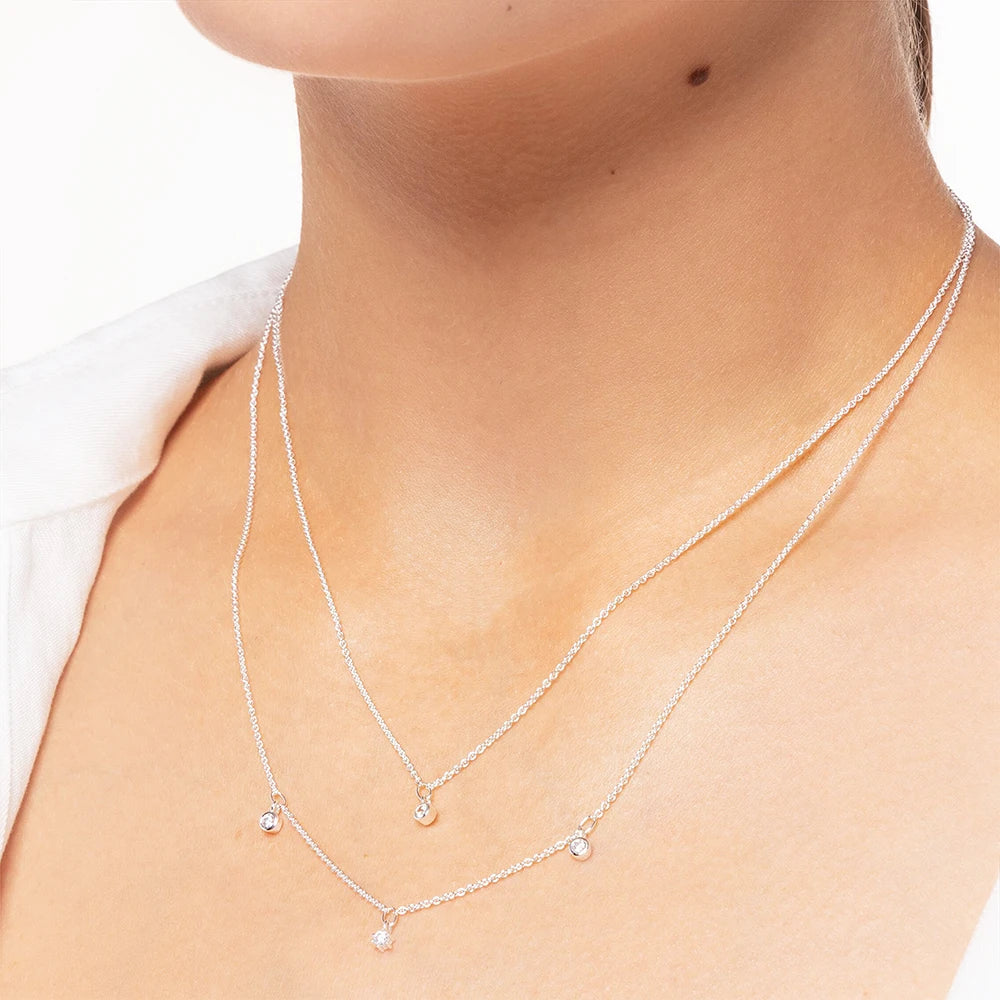 Double Chain Necklace Minimalist 925 Sterling Silver Bohemia Jewellery Gift