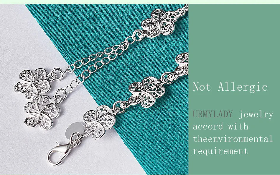 20cm Beautiful Flowers Bracelet 925 Sterling Silver Classic Wedding Jewellery