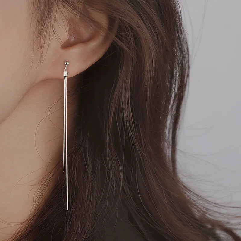 Vintage Long Tassel Geometric Square Drop Earrings Korean Thread