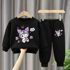 Sanrio Kuromi Girls Sweatshirt and Trousers 2-Piece Set Casual Tracksuit