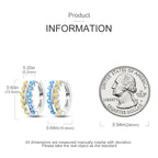 925 Sterling Silver Sparkling Blue Yellow Zircon Hoop Earrings Jewellery Gift