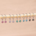 Exquisite Colourful Crystal Flower Hoop Earrings Stainless Steel