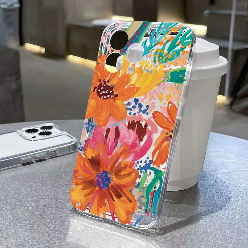 Transparent Floral Case for Redmi Note 14 13 12 11 Pro Plus 12S 11S 13C 14C