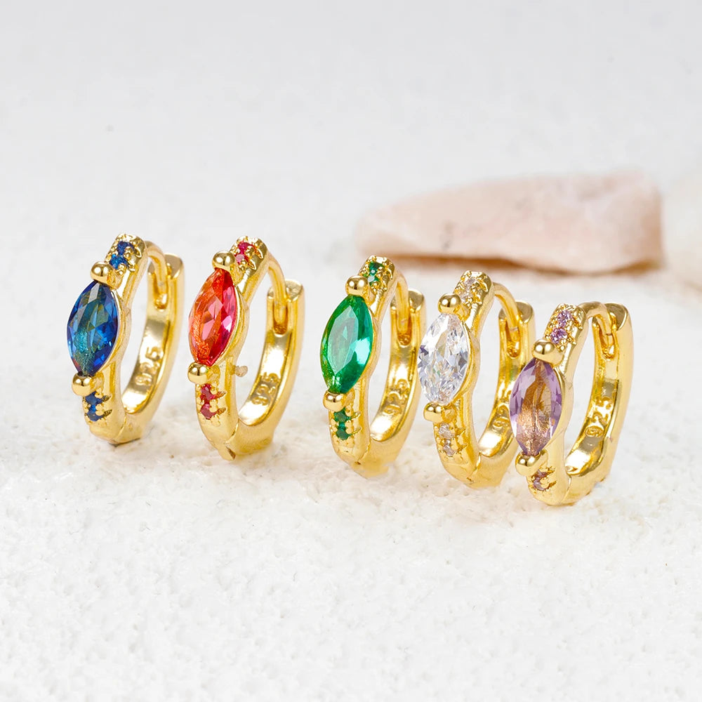2023 Simple Stainless Steel Round Hoop Earring Colourful Zircon