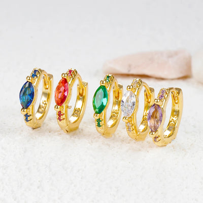 2023 Simple Stainless Steel Round Hoop Earring Colourful Zircon