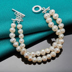 Natural Freshwater Pearl Chain Bracelet 20cm 925 Sterling Silver Wedding Gift
