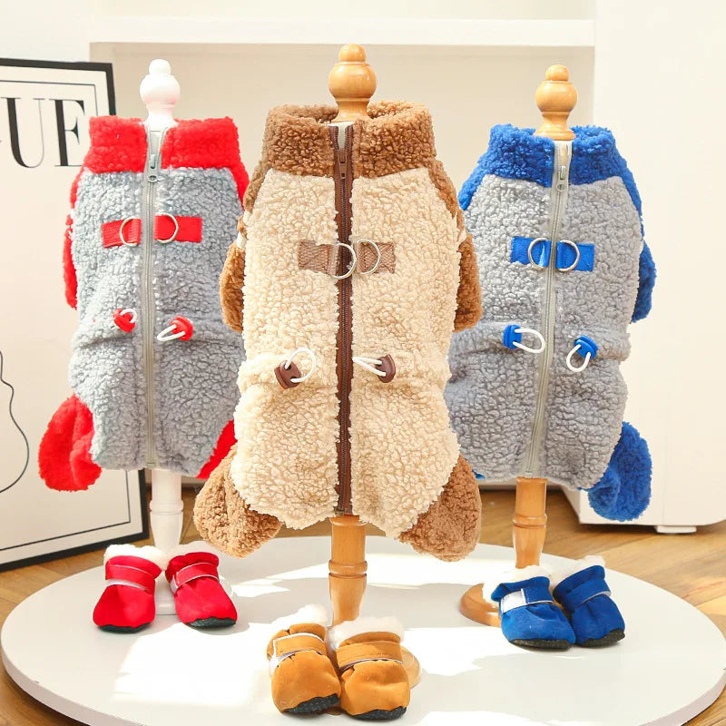 Back Closure Dog Jacket Stylish Winter Coat Warm Zip Up Puppy Outdoor Wear