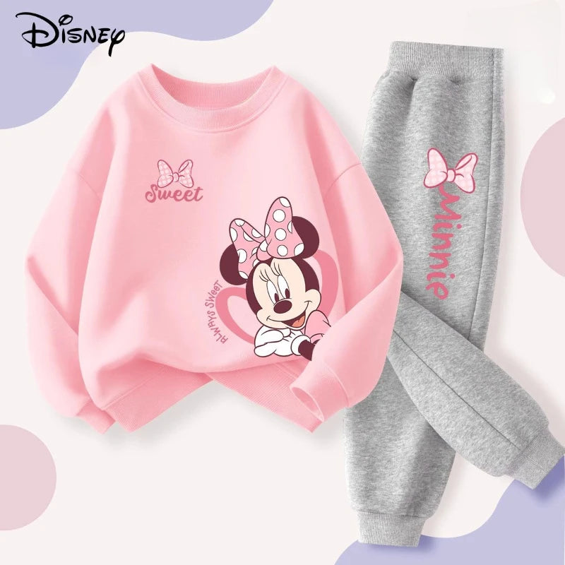 Disney Minnie Mouse Girls Spring Autumn Pullover and Trousers 2-Piece Set