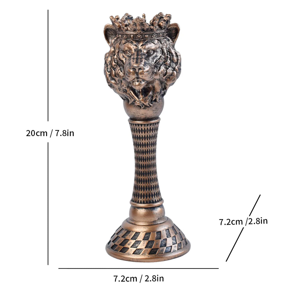 Animal Head Candlestick Resin Holder Horse Eagle Bulldog Monkey Lion Wolf Figurines