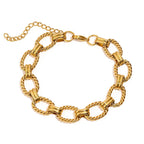 Chunky Bold Toggle Bracelets for Women, Stainless Steel OT Buckle Link Chain Bracelet Gold Plated Tarnish Free