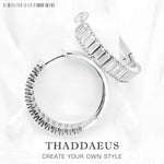 White Stones Pave Creole Hinged Hoop Earrings 925 Sterling Silver