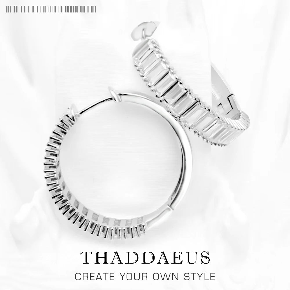 White Stones Pave Creole Hinged Hoop Earrings 925 Sterling Silver