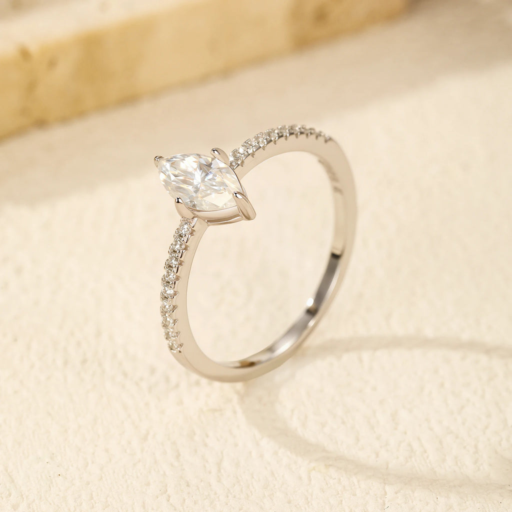 MODIAN 0.5Ct Rhombus Moissanite Ring 925 Sterling Silver Sparkling Lab Created Diamond Wedding Rings For Women Bridal Jewelry
