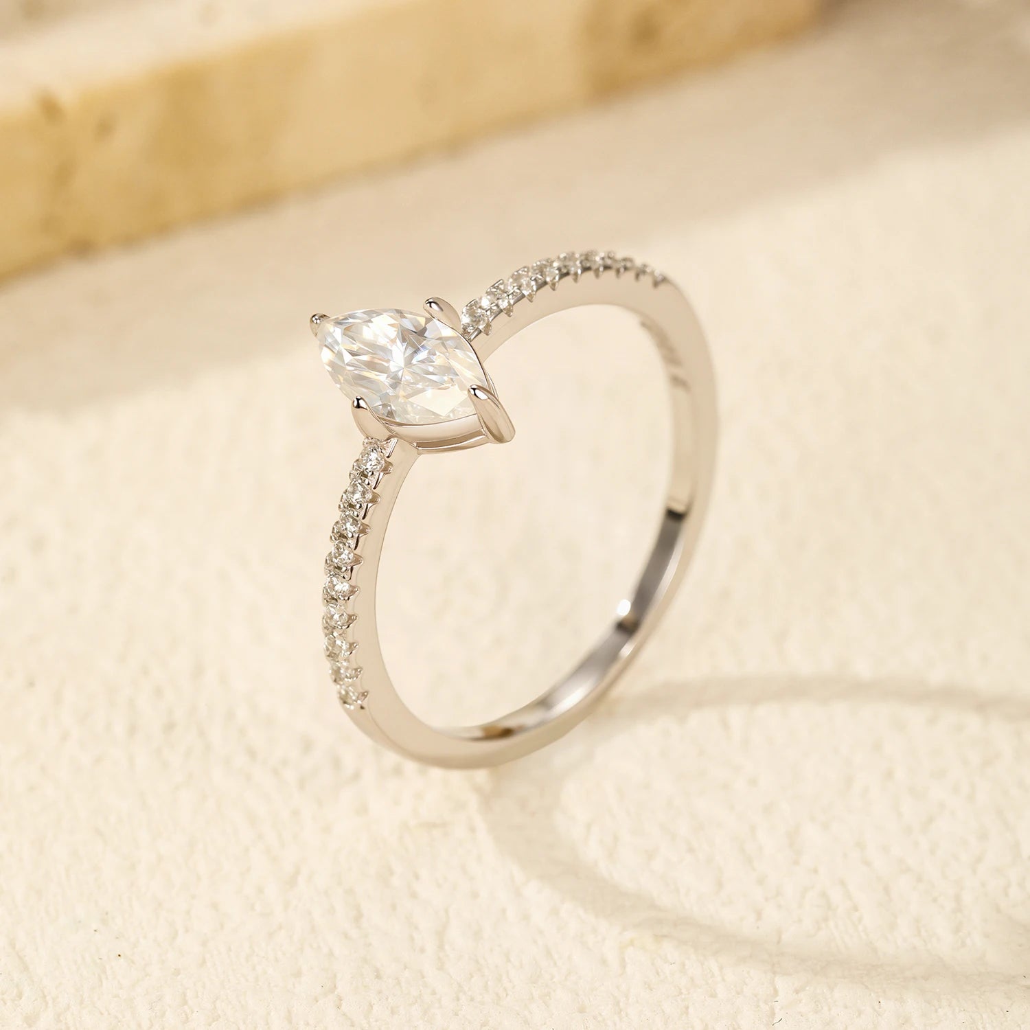MODIAN 0.5Ct Rhombus Moissanite Ring 925 Sterling Silver Sparkling Lab Created Diamond Wedding Rings For Women Bridal Jewelry