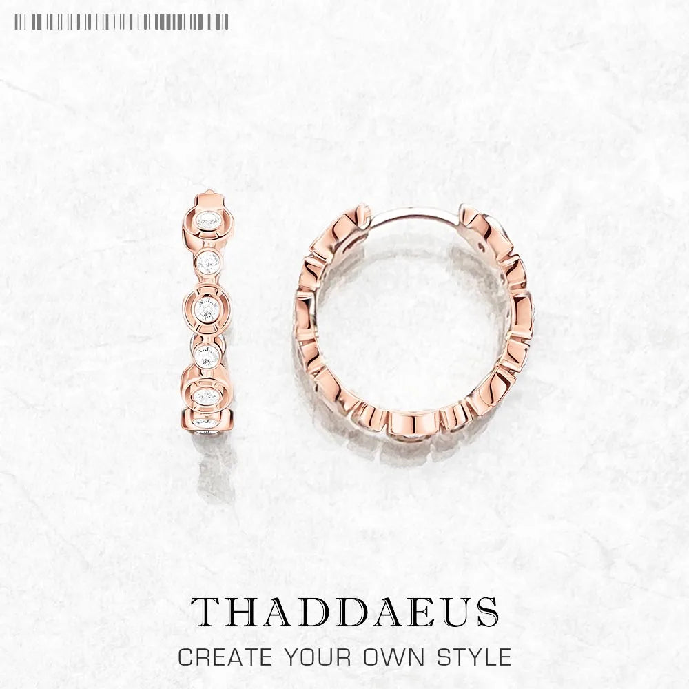 Rose Gold Creole Circles Hinged Hoop Earrings 925 Sterling Silver Glam