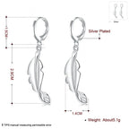 925 Sterling Silver 40mm Feather Earrings Women Fashion Charm Wedding Gift