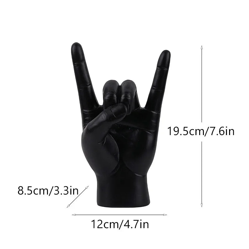 Resin Rock and Roll Gesture Hand Figurines Devil Horns Sculpture Tabletop Pop Art
