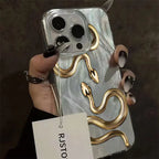 Gold Snake Print Case for iPhone 17 16 15 14 13 12 11 Pro Max Plus 17 Air