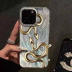 Gold Snake Print Case for iPhone 17 16 15 14 13 12 11 Pro Max Plus 17 Air