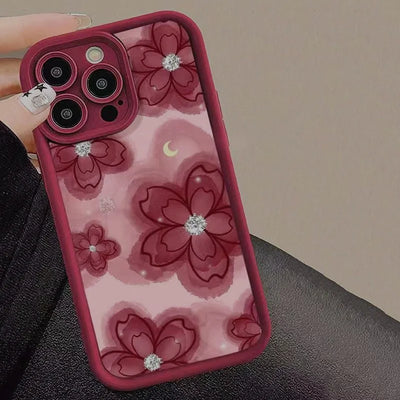 Moonlit Red Flower Case for iPhone 17 16 15 14 13 12 11 Pro Max Plus 17 Air