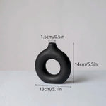 Circular Hollow Ceramic Vase Donuts Nordic Art Pampas Grass Home Decoration Office