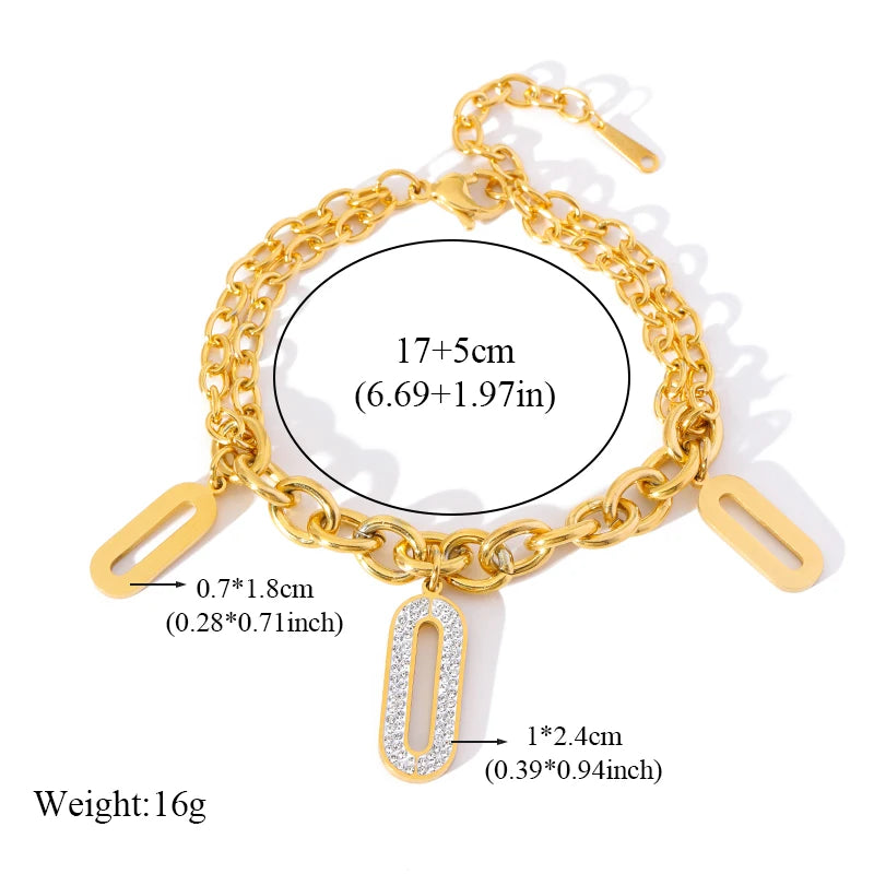 Heart Love Stainless Steel Charm Bracelet 18K Gold Plated Waterproof