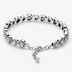 New 925 Silver Sparkling Heart to Heart Double Loop Leather Rope Weaving Bracelet Fashion DIY Charm Exquisite Jewelry Gift