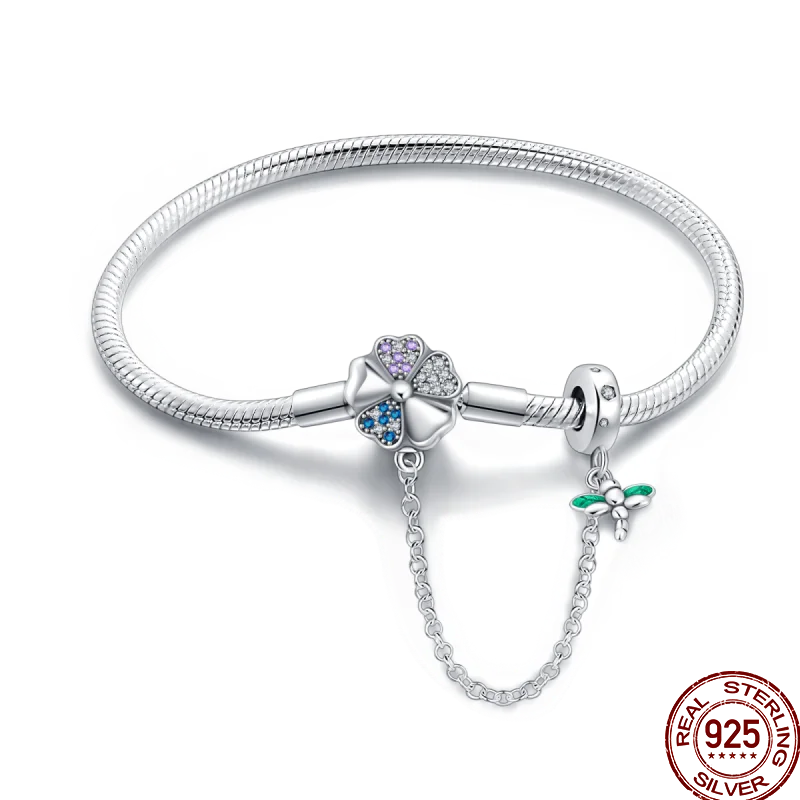 925 Silver 17-20CM Heart Pave Zirconia Original Bracelets Infinity Bracelet Fit DIY Charms Bead Birthday Jewelry Gifts Hot Sale