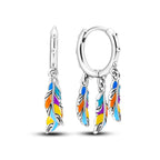 925 Sterling Silver Dreamcatcher Feather Ear Studs Hoop Earrings Jewellery Gift