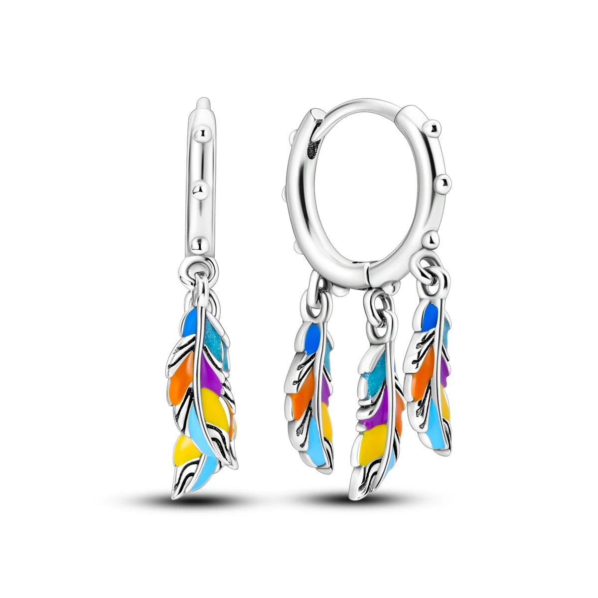 925 Sterling Silver Dreamcatcher Feather Ear Studs Hoop Earrings Jewellery Gift