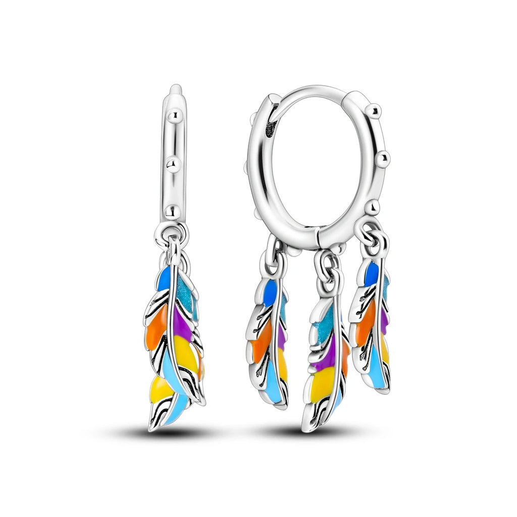 925 Sterling Silver Sparkling Wings Drop Earrings Trendy Anniversary Gift