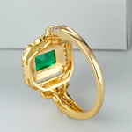 Classic Gold Color Wedding Ring Female Luxury Crystal Engagement Ring Green Zircon Square Stone Rings For Women Minimalist Bands