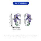 925 Sterling Silver Purple Flowers Versatile Hoop Earrings Fine Birthday Gift