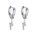 High Quality Stainless Steel Zircon Lightning Cross Hoop Earrings