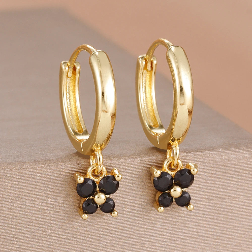 1 Pair Fashion Stainless Steel Zircon Butterfly Pendant Earrings Helix