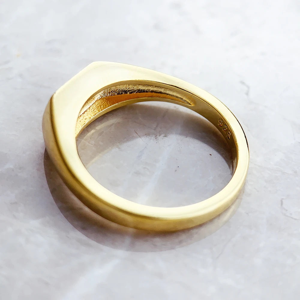 Signet Ring Vintage Star Gold 925 Sterling Silver Nostalgic Jewellery Women