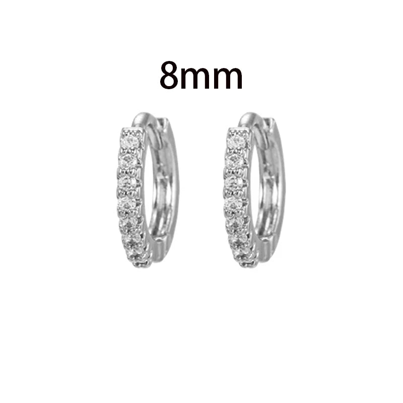 2PCS Gold Colour Crystal Zirconia Chain Hoop Earrings Small Pendant