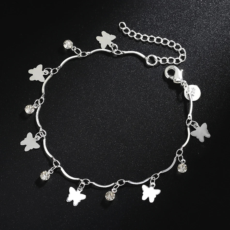 Zircon Butterfly Chain Bracelet 925 Sterling Silver Elegant Wedding Jewellery