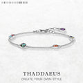 Colourful Stones Playful Link Chain Bracelet 925 Sterling Silver Bohemia
