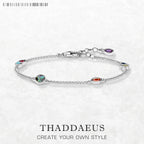 Colourful Stones Playful Link Chain Bracelet 925 Sterling Silver Bohemia