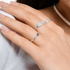 Blue Stone Square Timeless Ring 925 Sterling Silver Romantic Jewellery Women