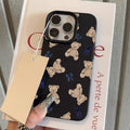 Cute Little Bear Bow Lychee Case for iPhone 17 16 15 14 Pro Max Plus