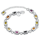 Cute Zircon Crystal Chain Bracelet 925 Sterling Silver Women Wedding Lady