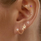 New Double Ear Studs Tassel Chain Hanging Earrings Flower Butterfly