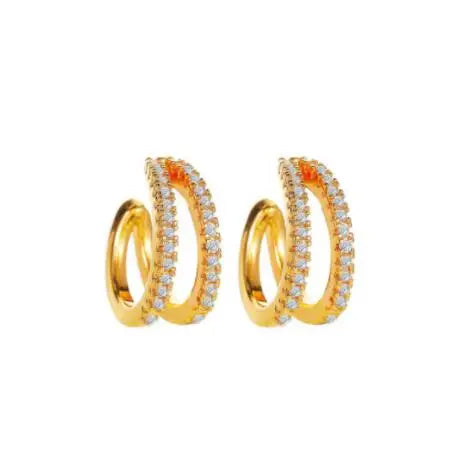 New Design Stainless Steel Zirconia Hoop Earrings Gold Colour Pendant