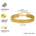 Women's Chunky Link Chain Mesh Bracelet, Stainless Steel Gold Plated Waterproof Jewelry