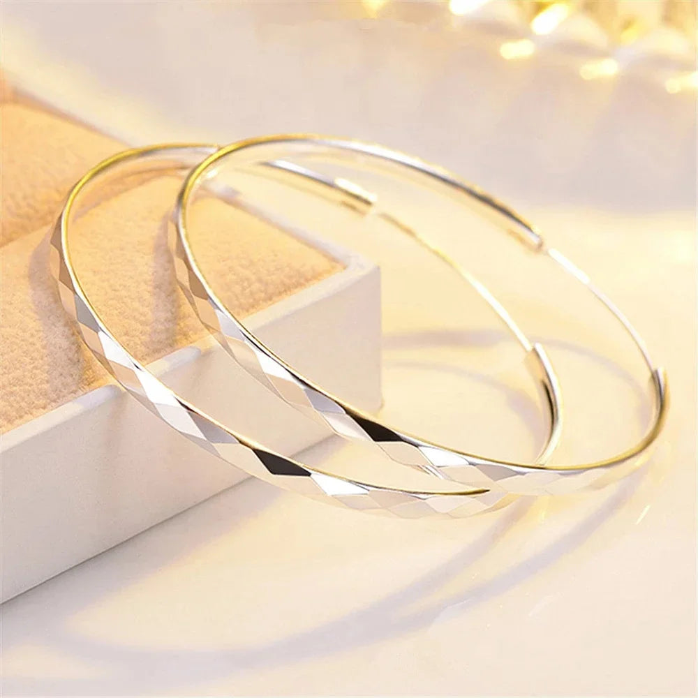 925 Sterling Silver 5cm Big Circle Hoop Earrings Women Luxury Party Jewellery