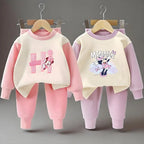 Girls Long Sleeve Pyjamas Set Dralon Fabric Casual Home Wear Sleepwear